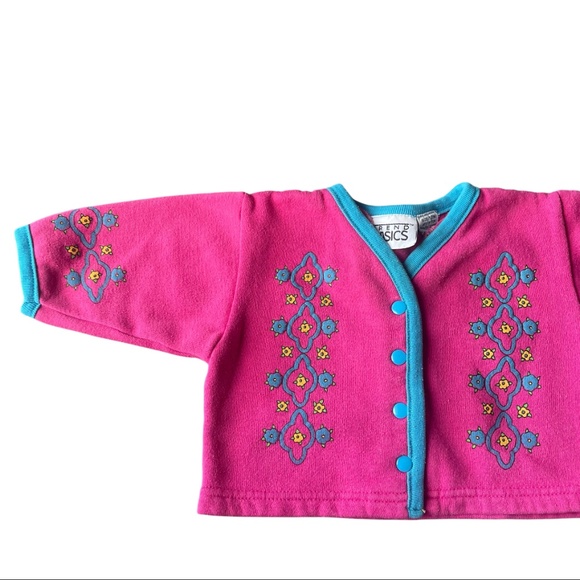 Vintage Trend Basics Baby Snap Cardigan Sweatshirt Retro Girls 12 Months - Picture 2 of 8